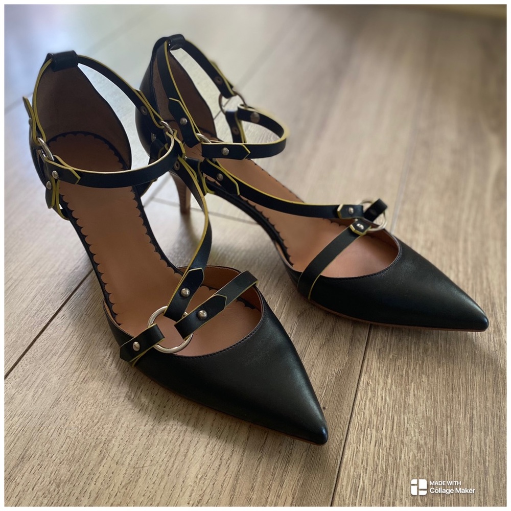 Missoni Pointed Toe Kitten Heel Black Leather Shoes Size 9 (40)